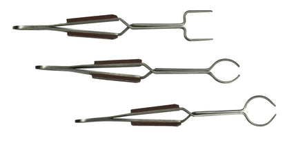 3-piece set of Professional Quality Heat Resistant Fiber Grip Tweezers, consists of 2 Rounded & 1 Square Tip, India