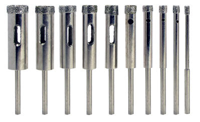 10-piece Diamond Core Hole Saw set with Class 3 Diamond Coat