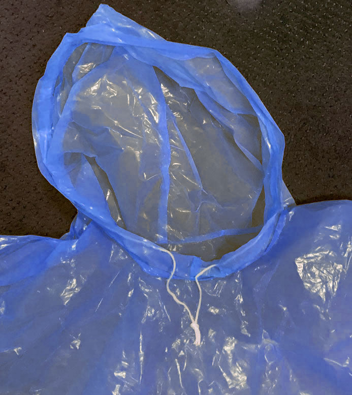 30-Piece Display of Water-Resistant Emergency Poncho with Hood Attached & Full Sleeve - 61" x 69"