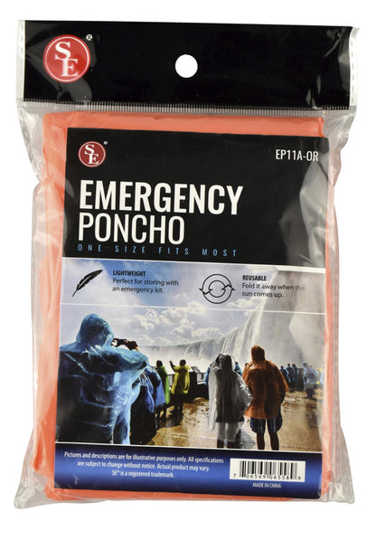 30-Piece Display of Water-Resistant Emergency Poncho with Hood Attached & Full Sleeve - 61" x 69"