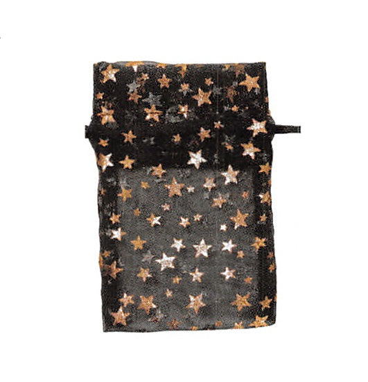 Bag & Pouch - Drawstring  -  Black With Gold Stars