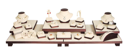 (5 1/8"H)Necklace display-beige w/steel brwn SET35