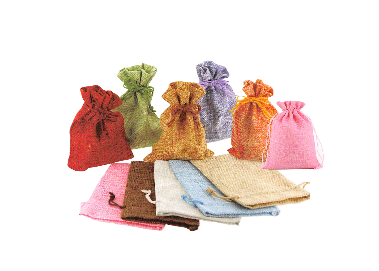 Mix Color Burlap Drawstring Pouch