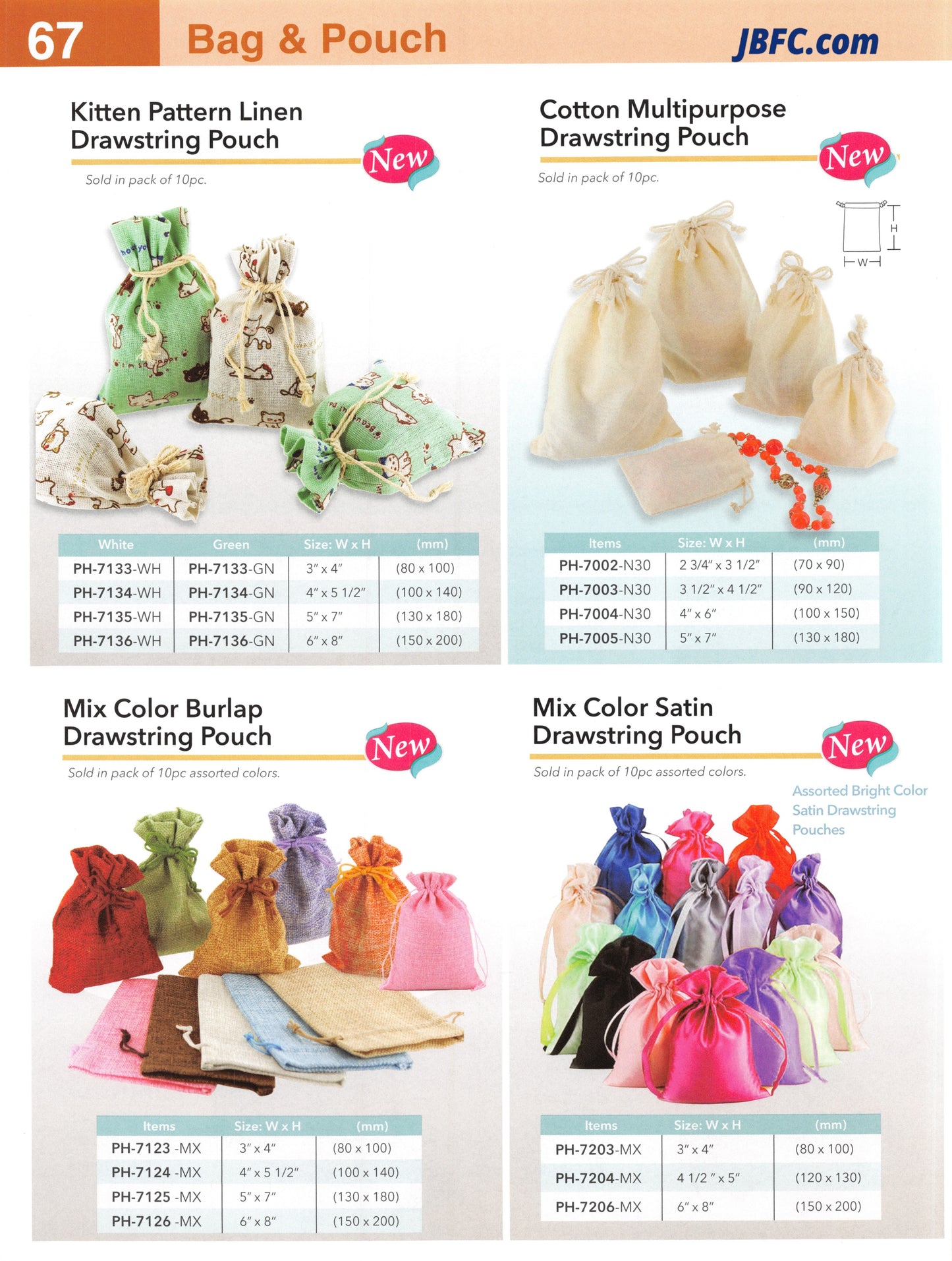 Mix Color Satin Drawstring Pouch