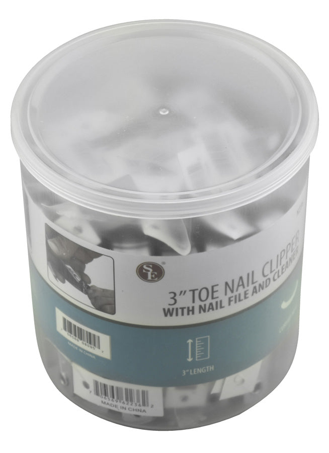 36-piece jar of 3" Toenail Clippers with Nail File & Cleaner