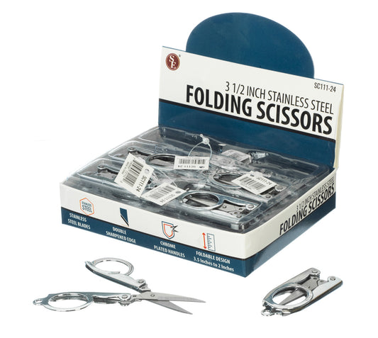 24-piece display of 3.5" Stainless Steel Folding Scissor